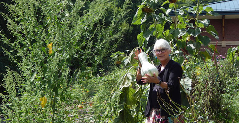 Karen Russo working as an intern with the Edible Schoolyard program.