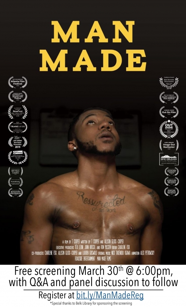 Poster for the online screening of MAN MADE