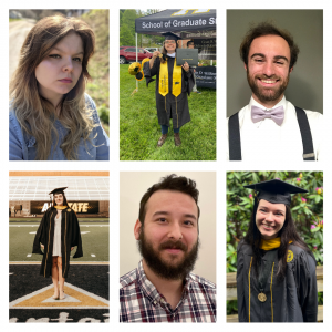 Spring 2023 Cratis D. Williams Society inductees Zoë Benfield (upper left), Krystal Carter (upper middle), Nic Garzone (upper right), Natalie Moyer (lower left), Gabriel Paredes (lower middle) and Skyler Prowten (lower right)