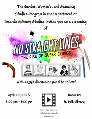 The Gender, Women's, and Sexuality Studies Program presents a screening of No Straight Lines with a Q&A panel with Dr. Craig Fischer and Dr. Dylan M. Blackston to follow.